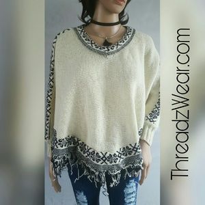 Batwing sleeve poncho